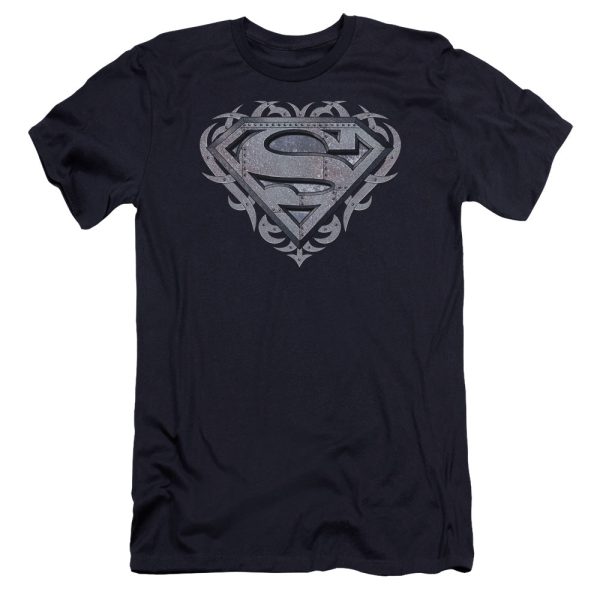 SUPERMAN : TRIBAL STEEL SHIELD PREMIUM CANVAS ADULT SLIM FIT T-SHIRT 30\1 NAVY XL Online Hot Sale