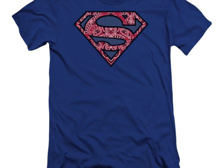 SUPERMAN : PAISLEY SHIELD PREMIUM CANVAS ADULT SLIM FIT T-SHIRT 30\1 ROYAL BLUE MD Fashion