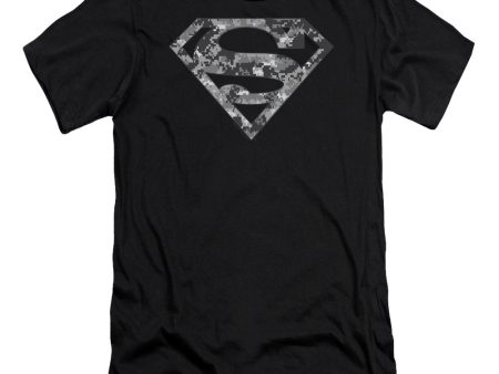 SUPERMAN : URBAN CAMO SHIELD PREMIUM CANVAS ADULT SLIM FIT T-SHIRT 30\1 BLACK 2X Online Hot Sale