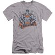 SUPERMAN : VINTAGE STANCE PREMIUM CANVAS ADULT SLIM FIT T-SHIRT 30\1 ATHLETIC HEATHER SM Online now