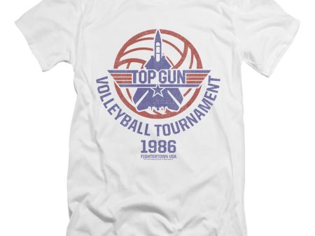 TOP GUN : VOLLEYBALL TOURNAMENT  PREMIUM CANVAS ADULT SLIM FIT T-SHIRT 30\1 White SM Online now