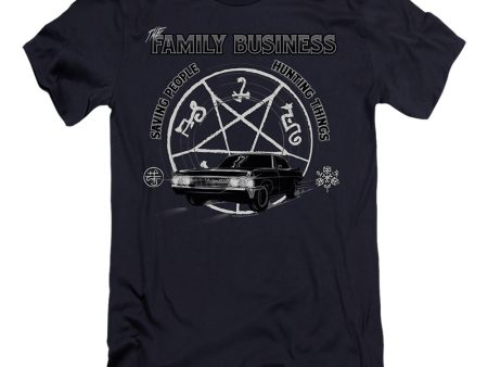 SUPERNATURAL : SAVING PEOPLE AND HUNTING  PREMIUM CANVAS ADULT SLIM FIT T-SHIRT 30\1 Navy LG Sale