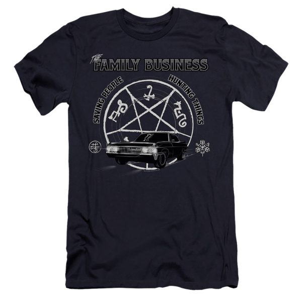 SUPERNATURAL : SAVING PEOPLE AND HUNTING  PREMIUM CANVAS ADULT SLIM FIT T-SHIRT 30\1 Navy LG Sale