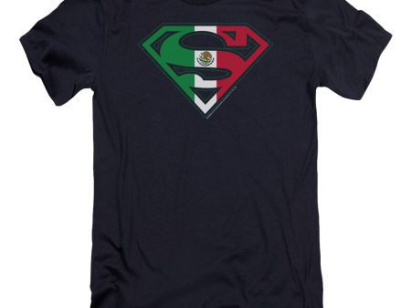 SUPERMAN : MEXICAN FLAG SHIELD PREMIUM CANVAS ADULT SLIM FIT T-SHIRT 30\1 NAVY XL For Discount