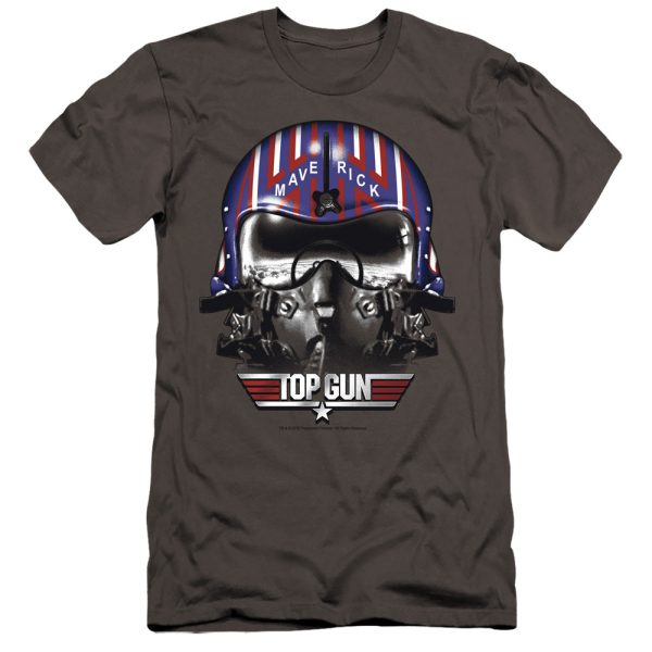 TOP GUN : MAVERICK HELMET PREMIUM CANVAS ADULT SLIM FIT T-SHIRT 30\1 CHARCOAL SM For Cheap