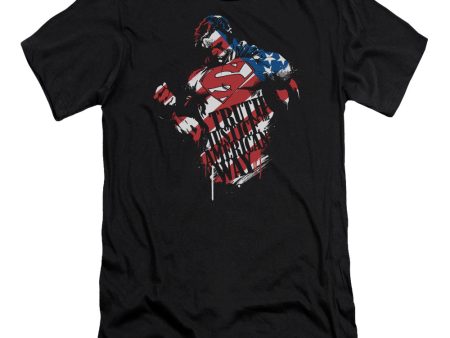 SUPERMAN : THE AMERICAN WAY PREMIUM CANVAS ADULT SLIM FIT T-SHIRT 30\1 BLACK SM Fashion