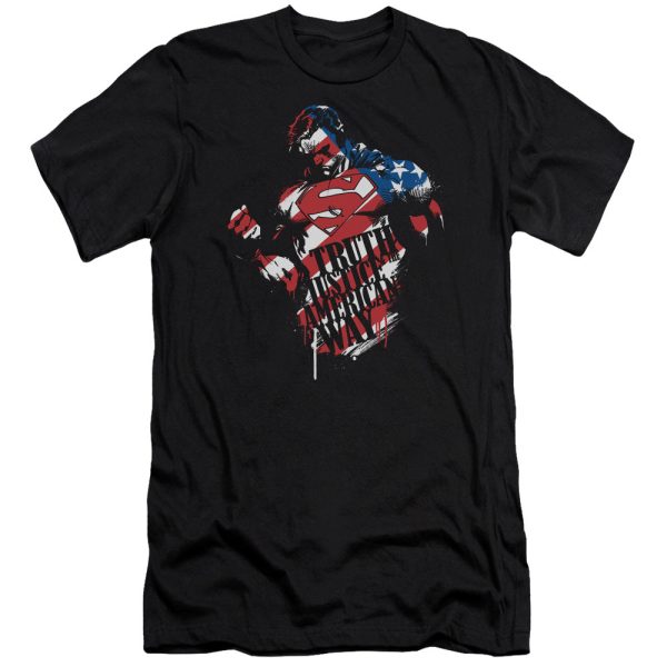 SUPERMAN : THE AMERICAN WAY PREMIUM CANVAS ADULT SLIM FIT T-SHIRT 30\1 BLACK SM Fashion