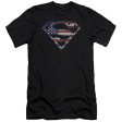 SUPERMAN : WARTORN FLAG PREMIUM CANVAS ADULT SLIM FIT T-SHIRT 30\1 BLACK SM For Cheap