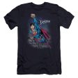 SUPERMAN : TWILIGHT FLIGHT PREMIUM CANVAS ADULT SLIM FIT T-SHIRT 30\1 NAVY SM Fashion