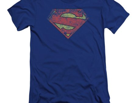 SUPERMAN : NEW 52 SHIELD PREMIUM CANVAS ADULT SLIM FIT T-SHIRT 30\1 ROYAL BLUE MD Online now