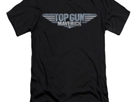 TOP GUN : MAVERICK : MAVERICK LOGO  PREMIUM CANVAS ADULT SLIM FIT T-SHIRT 30\1 Black 2X Hot on Sale