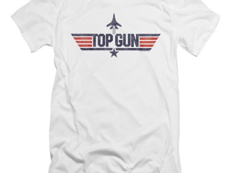 TOP GUN : LOGO WHITE PREMIUM CANVAS ADULT SLIM FIT T-SHIRT 30\1 White LG Discount