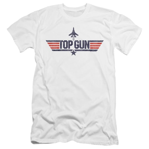 TOP GUN : LOGO WHITE PREMIUM CANVAS ADULT SLIM FIT T-SHIRT 30\1 White LG Discount