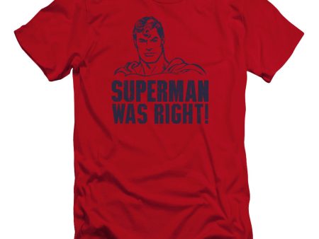 SUPERMAN : WAS RIGHT PREMIUM CANVAS ADULT SLIM FIT T-SHIRT 30\1 RED MD Online Hot Sale