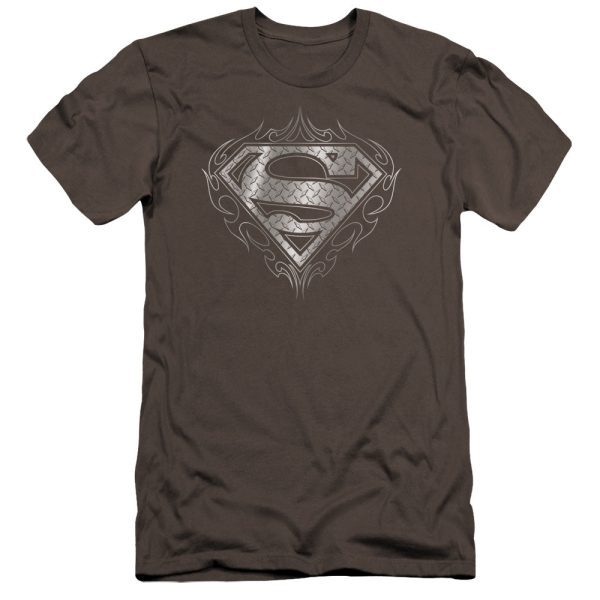 SUPERMAN : TRIBAL STEEL LOGO PREMIUM CANVAS ADULT SLIM FIT T-SHIRT 30\1 CHARCOAL XL For Sale