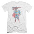 SUPERMAN : VINTAGE INK SPLATTER PREMIUM CANVAS ADULT SLIM FIT T-SHIRT 30\1 WHITE LG For Sale