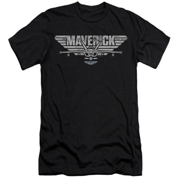 TOP GUN : MAVERICK : MAVERICK PLANE LOGO  PREMIUM CANVAS ADULT SLIM FIT T-SHIRT 30\1 Black XL Cheap