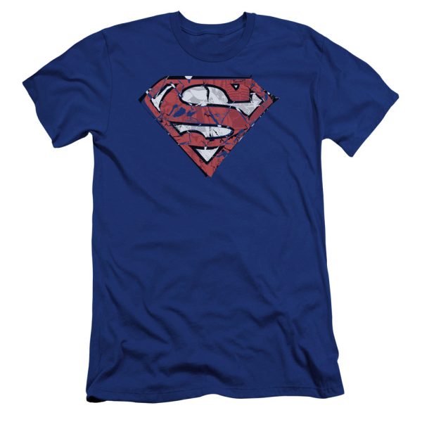 SUPERMAN : RIPPED AND SHREDDED PREMIUM CANVAS ADULT SLIM FIT T-SHIRT 30\1 ROYAL BLUE 2X Online