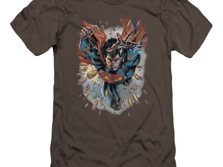 SUPERMAN : WITHIN MY GRASP PREMIUM CANVAS ADULT SLIM FIT T-SHIRT 30\1 CHARCOAL 2X on Sale