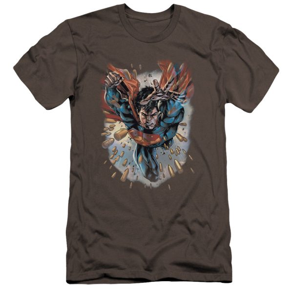 SUPERMAN : WITHIN MY GRASP PREMIUM CANVAS ADULT SLIM FIT T-SHIRT 30\1 CHARCOAL 2X on Sale