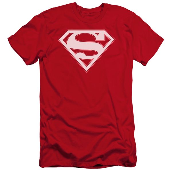 SUPERMAN : RED AND WHITE SHIELD PREMIUM CANVAS ADULT SLIM FIT T-SHIRT 30\1 RED 2X Supply