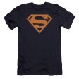 SUPERMAN : NAVY AND ORANGE SHIELD PREMIUM CANVAS ADULT SLIM FIT T-SHIRT 30\1 NAVY LG Online Hot Sale