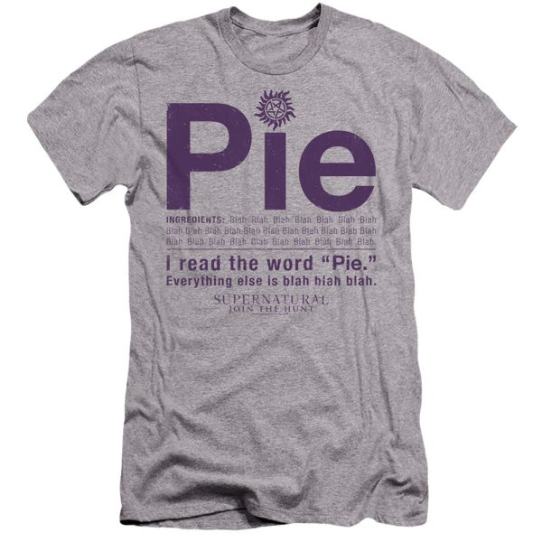 SUPERNATURAL : PIE  PREMIUM CANVAS ADULT SLIM FIT T-SHIRT 30\1 Athletic Heather SM Online Hot Sale