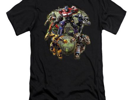 TRANSFORMERS : AUTOBOT GROUP SHOT  PREMIUM CANVAS ADULT SLIM FIT T-SHIRT 30\1 Black 2X Online now