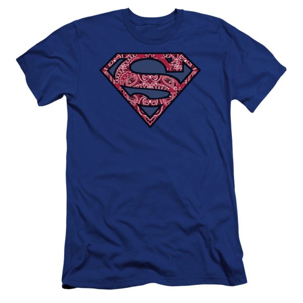 SUPERMAN : PAISLEY SHIELD PREMIUM CANVAS ADULT SLIM FIT T-SHIRT 30\1 ROYAL BLUE SM For Discount