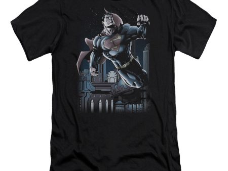 SUPERMAN : NIGHT FIGHT PREMIUM CANVAS ADULT SLIM FIT T-SHIRT 30\1 BLACK SM Online Sale