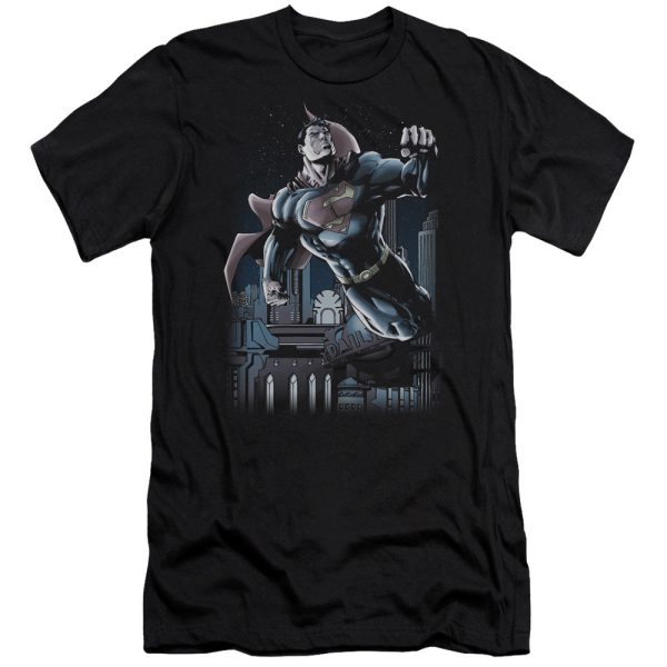 SUPERMAN : NIGHT FIGHT PREMIUM CANVAS ADULT SLIM FIT T-SHIRT 30\1 BLACK SM Online Sale