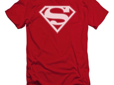 SUPERMAN : RED AND WHITE SHIELD PREMIUM CANVAS ADULT SLIM FIT T-SHIRT 30\1 RED SM Discount