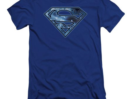 SUPERMAN : ON ICE SHIELD PREMIUM CANVAS ADULT SLIM FIT T-SHIRT 30\1 ROYAL BLUE XL Online now