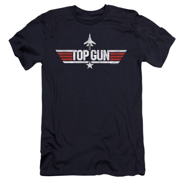 TOP GUN : LOGO NAVY PREMIUM CANVAS ADULT SLIM FIT T-SHIRT 30\1 Navy SM For Sale