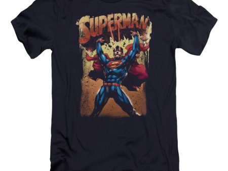 SUPERMAN : LIFT UP PREMIUM CANVAS ADULT SLIM FIT T-SHIRT 30\1 NAVY SM Online now