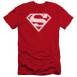 SUPERMAN : RED AND WHITE SHIELD PREMIUM CANVAS ADULT SLIM FIT T-SHIRT 30\1 RED LG Online Sale