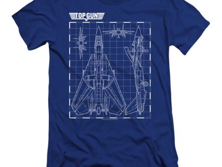 TOP GUN : SCHEMATIC  PREMIUM CANVAS ADULT SLIM FIT T-SHIRT 30\1 Royal Blue SM Discount