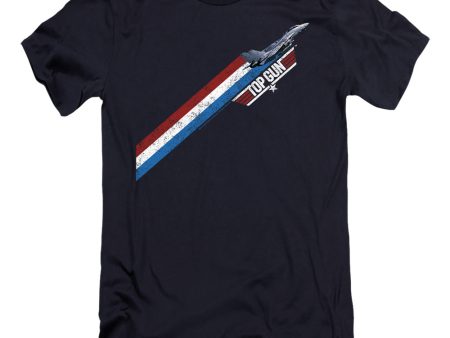 TOP GUN : STRIPES  PREMIUM CANVAS ADULT SLIM FIT T-SHIRT 30\1 Navy 2X For Discount