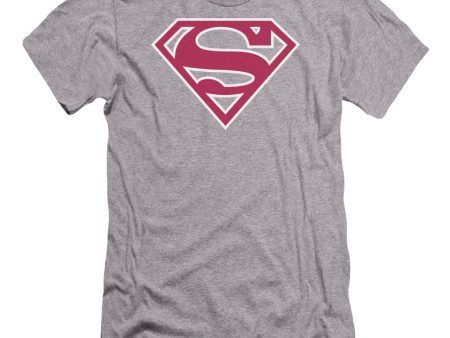 SUPERMAN : RED AND WHITE SHIELD PREMIUM CANVAS ADULT SLIM FIT T-SHIRT 30\1 ATHLETIC HEATHER XL Supply