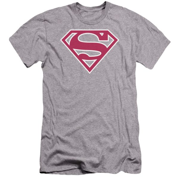 SUPERMAN : RED AND WHITE SHIELD PREMIUM CANVAS ADULT SLIM FIT T-SHIRT 30\1 ATHLETIC HEATHER XL Supply