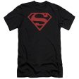 SUPERMAN : RED ON BLACK SHIELD PREMIUM CANVAS ADULT SLIM FIT T-SHIRT 30\1 BLACK XL For Sale