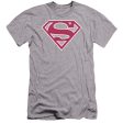 SUPERMAN : RED AND WHITE SHIELD PREMIUM CANVAS ADULT SLIM FIT T-SHIRT 30\1 ATHLETIC HEATHER SM Discount