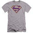 SUPERMAN : PURPLE AND GOLD SHIELD PREMIUM CANVAS ADULT SLIM FIT T-SHIRT 30\1 ATHLETIC HEATHER XL on Sale