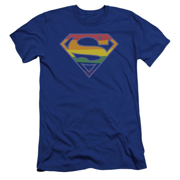 SUPERMAN : PRISMATIC SHIELD PREMIUM CANVAS ADULT SLIM FIT T-SHIRT 30\1 ROYAL BLUE SM For Sale