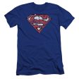 SUPERMAN : RIPPED AND SHREDDED PREMIUM CANVAS ADULT SLIM FIT T-SHIRT 30\1 ROYAL BLUE MD For Discount