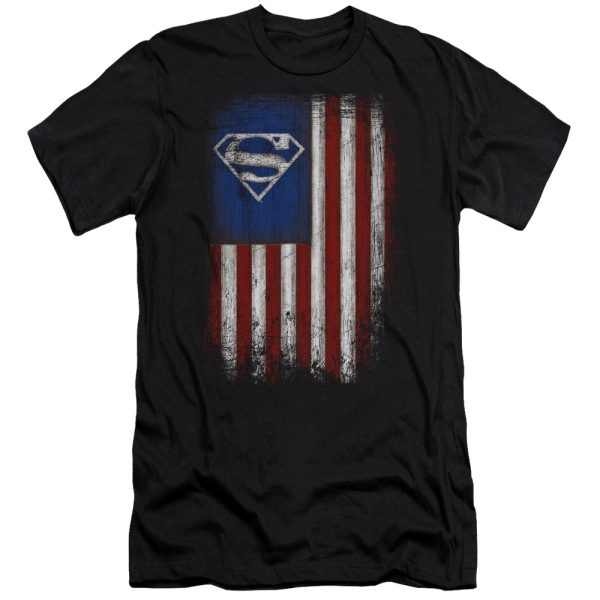 SUPERMAN : OLD GLORY SHIELD PREMIUM CANVAS ADULT SLIM FIT T-SHIRT 30\1 Black XL Cheap