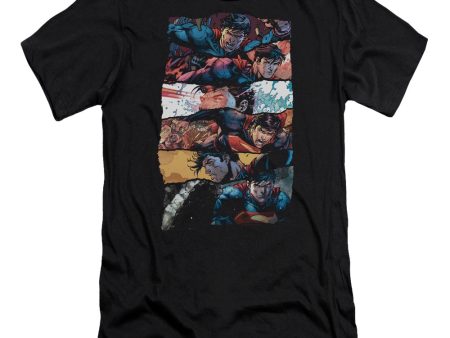 SUPERMAN : TORN COLLAGE PREMIUM CANVAS ADULT SLIM FIT T-SHIRT 30\1 BLACK 2X Hot on Sale