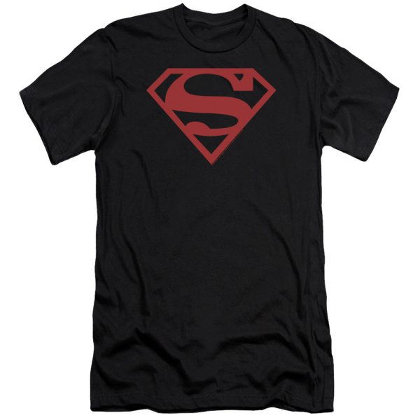 SUPERMAN : RED ON BLACK SHIELD PREMIUM CANVAS ADULT SLIM FIT T-SHIRT 30\1 BLACK SM For Cheap