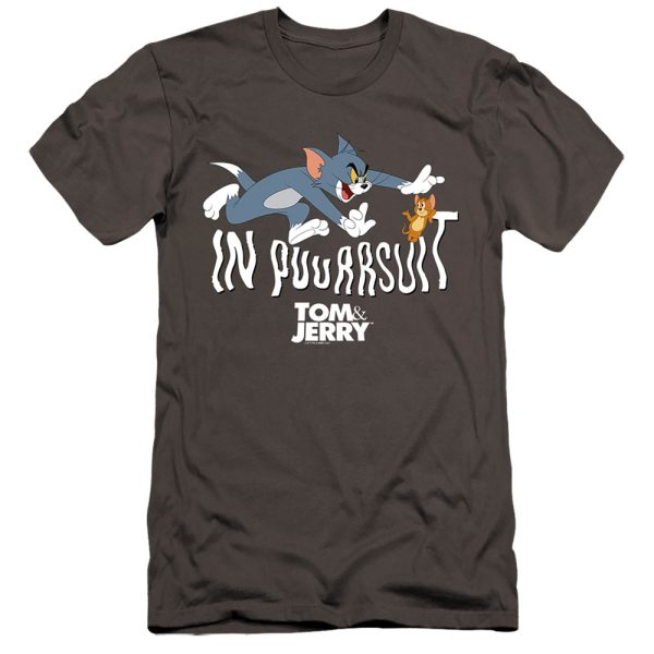 TOM AND JERRY MOVIE : IN PURSUIT  PREMIUM CANVAS ADULT SLIM FIT T-SHIRT 30\1 Charcoal XL Online Sale