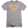 SUPERMAN : LT ORANGE AND WHITE SHIELD PREMIUM CANVAS ADULT SLIM FIT T-SHIRT 30\1 ATHLETIC HEATHER SM Online now